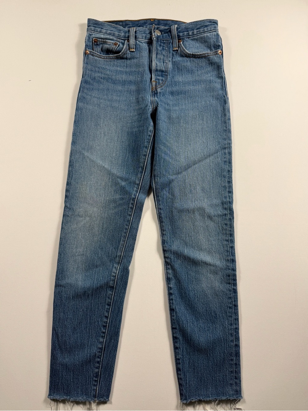 Levi’s 501 Skinny White Oak Cone Jeans 25 Raw Hem Button Fly Discontinued Denim